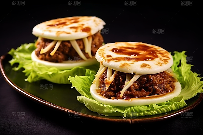 陕西肉夹馍白吉馍碳水摄影图