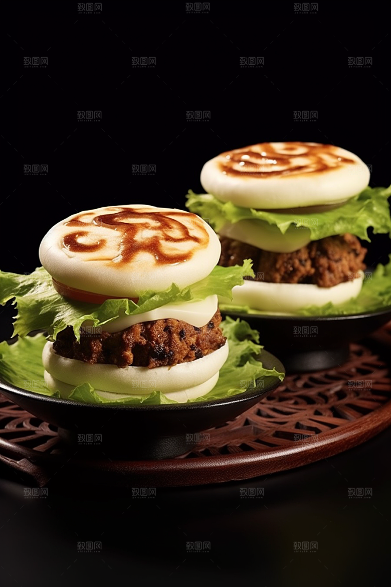 陕西肉夹馍地方小吃美味摄影图