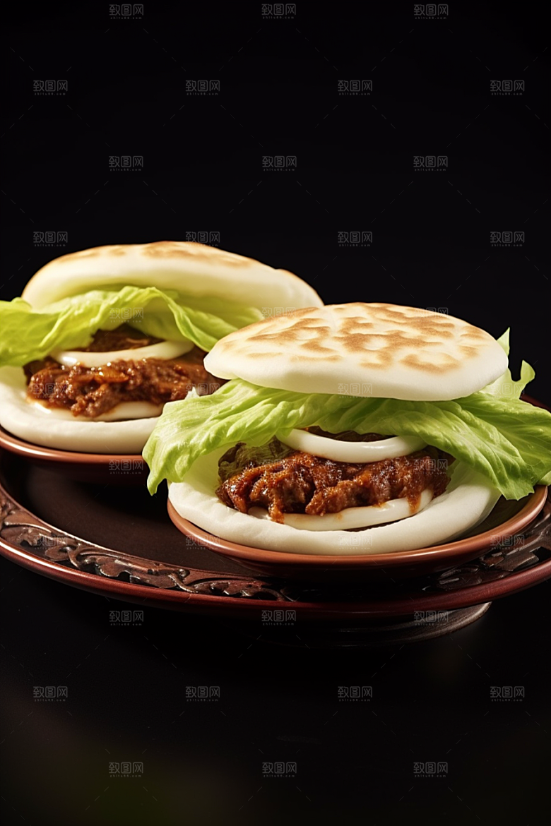 陕西肉夹馍西北美食摄影图