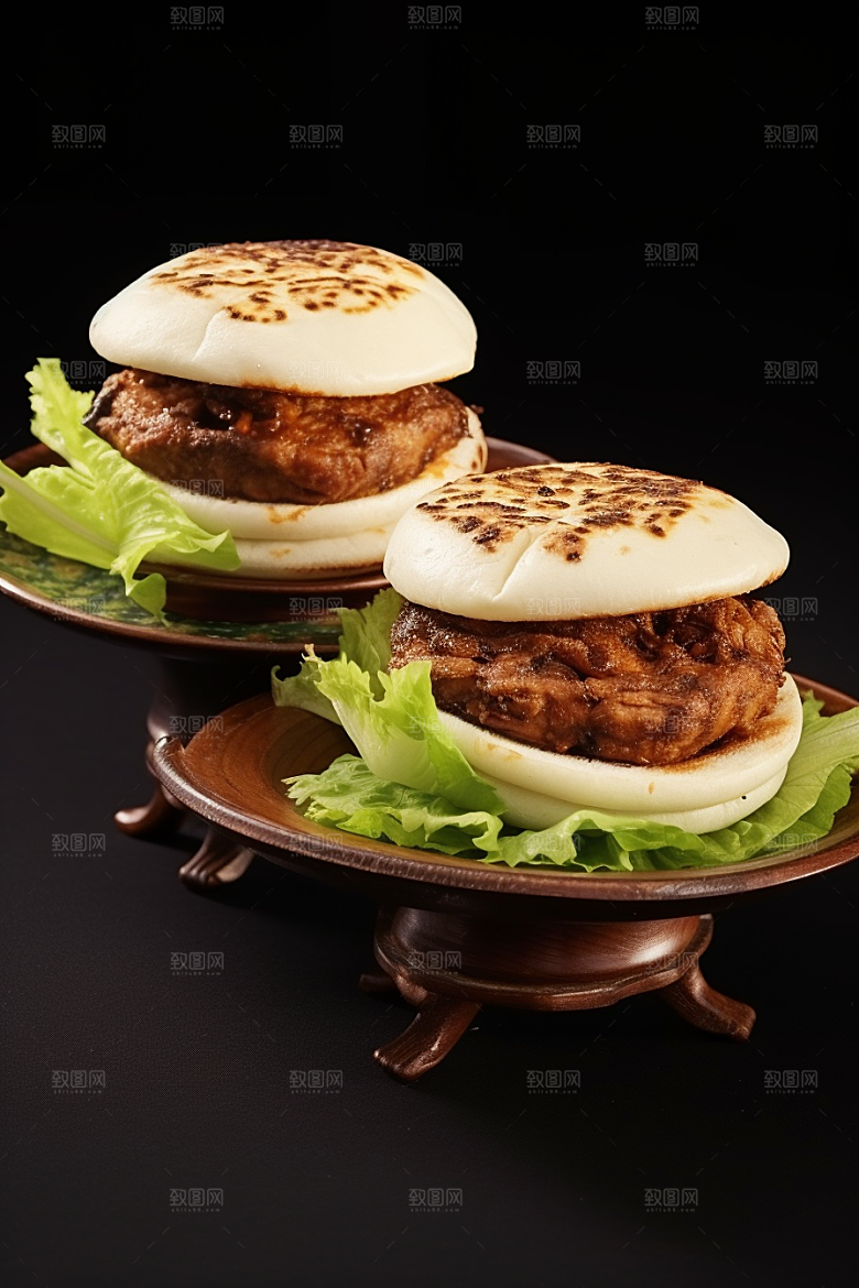 陕西肉夹馍美味碳水摄影图