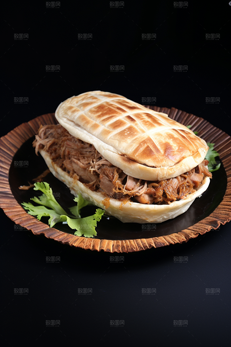 陕西肉夹馍西北地方小吃摄影图
