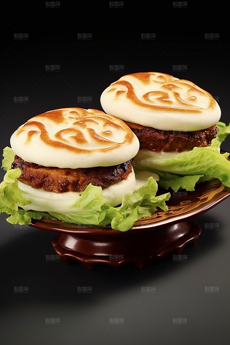 陕西肉夹馍碳水美味摄影图