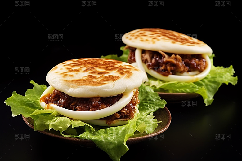 陕西肉夹馍西北地方小吃摄影图