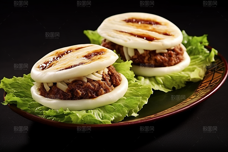 陕西肉夹馍高清白吉馍摄影图