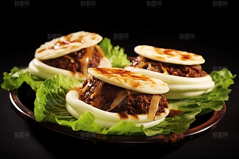 陕西肉夹馍美食碳水摄影图