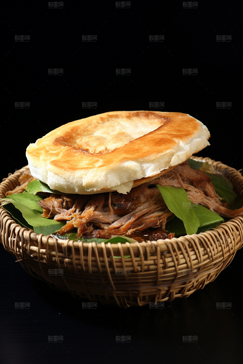 陕西肉夹馍地方小吃高清摄影图