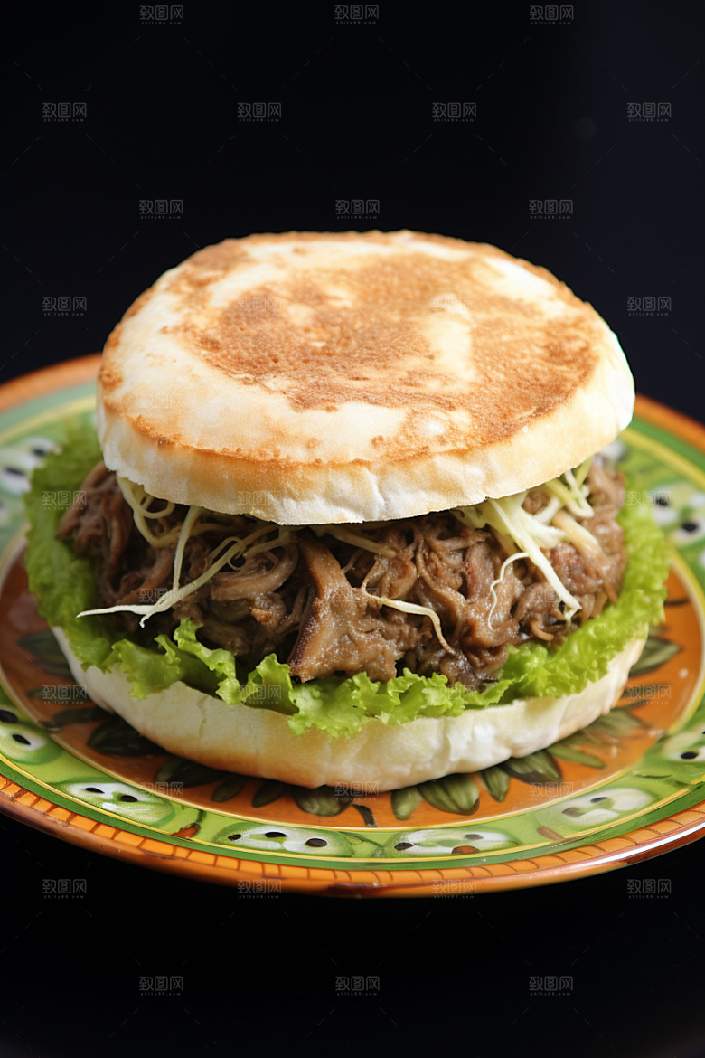 陕西肉夹馍白吉馍地方小吃摄影图