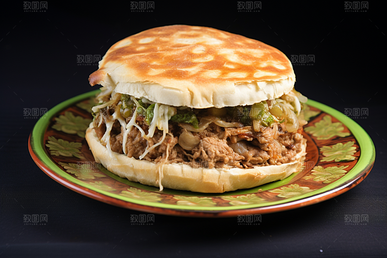 陕西肉夹馍高清白吉馍摄影图