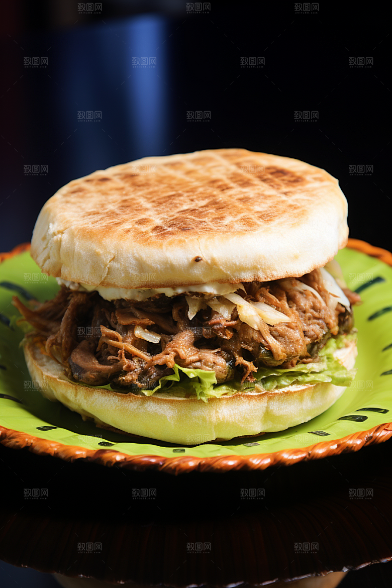 陕西肉夹馍白吉馍美味摄影图