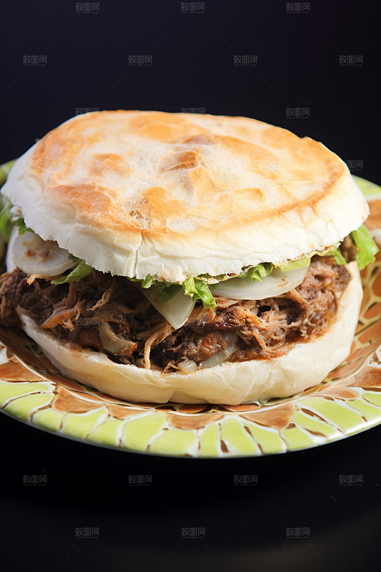 陕西肉夹馍碳水美食摄影图