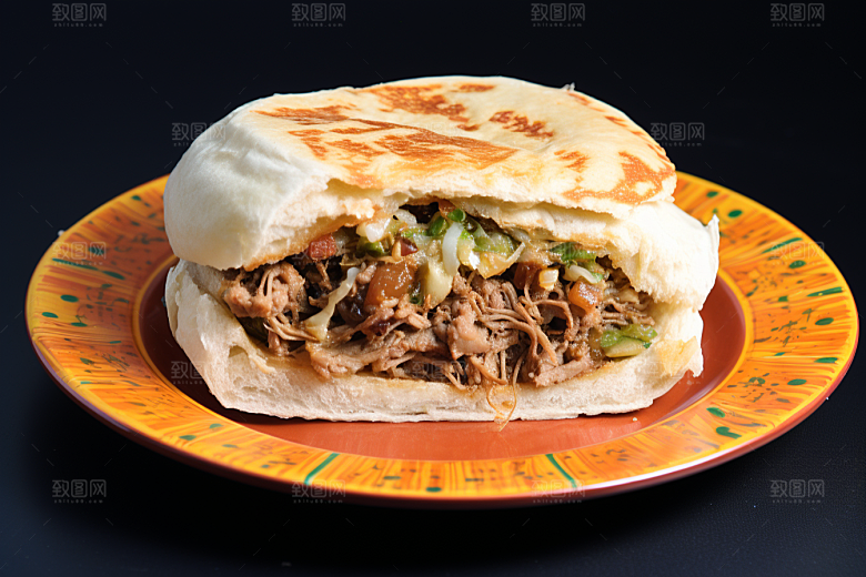 陕西肉夹馍地方小吃美食摄影图