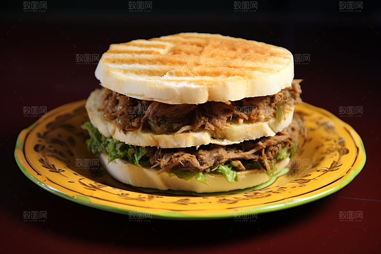 陕西肉夹馍白吉馍美味摄影图