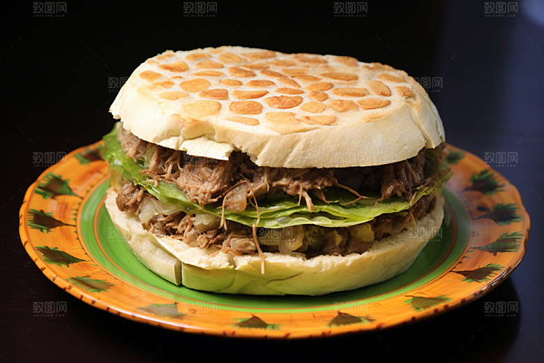 陕西肉夹馍白吉馍碳水摄影图