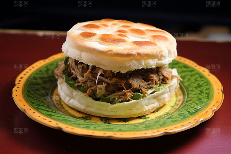 陕西肉夹馍白吉馍美食摄影图