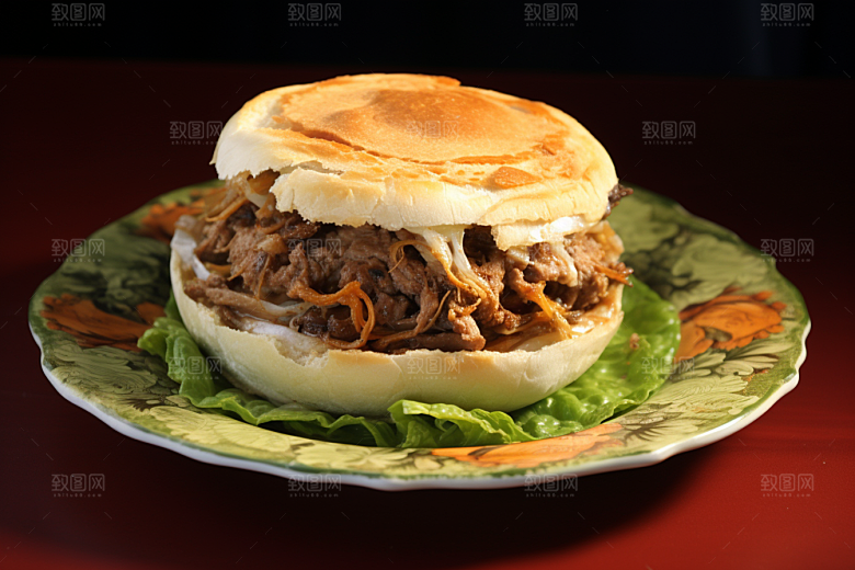 陕西肉夹馍地方小吃碳水摄影图