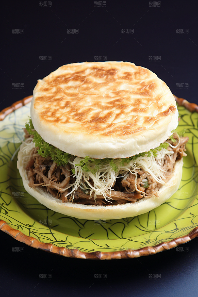 陕西肉夹馍地方小吃白吉馍摄影图