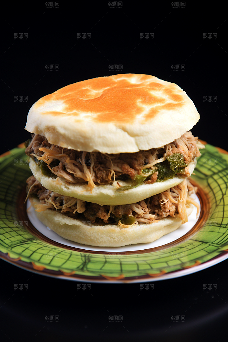 陕西肉夹馍白吉馍美食摄影图