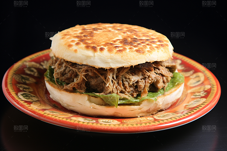 陕西肉夹馍西北白吉馍摄影图