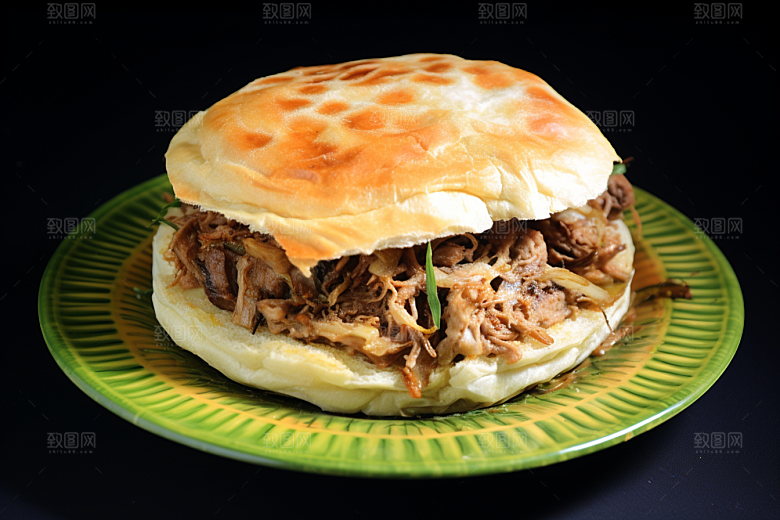 陕西肉夹馍地方小吃美食摄影图