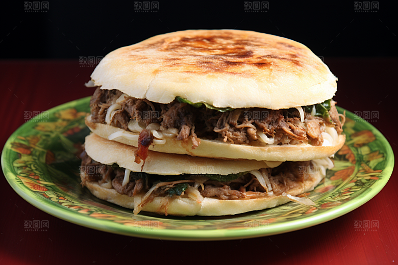 陕西肉夹馍美味碳水摄影图