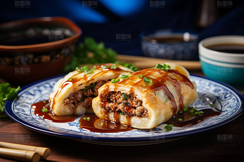 陕西肉夹馍地方小吃美食摄影图