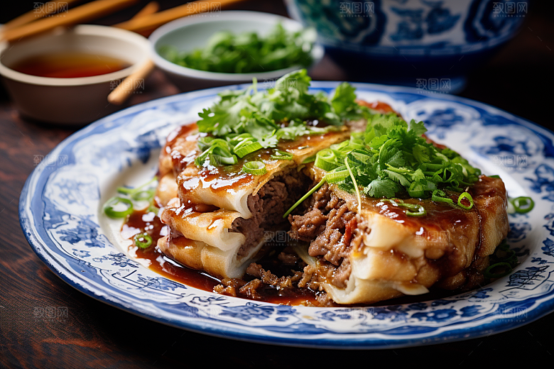 陕西肉夹馍地方小吃美味摄影图
