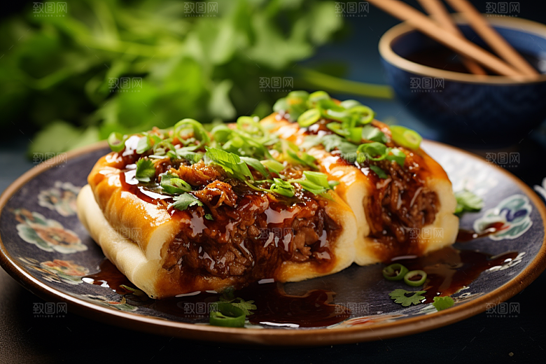 陕西肉夹馍地方小吃美食摄影图