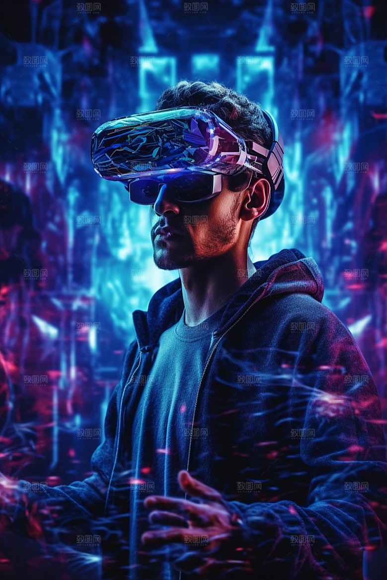 赛博VR眼镜电子设备科技素材