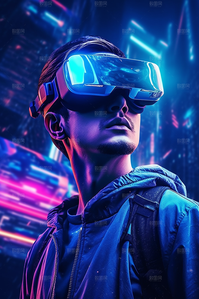 赛博VR眼镜光效时尚素材