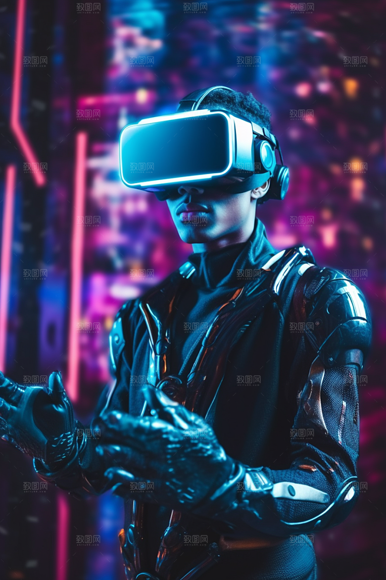 赛博VR眼镜光效夜之城素材