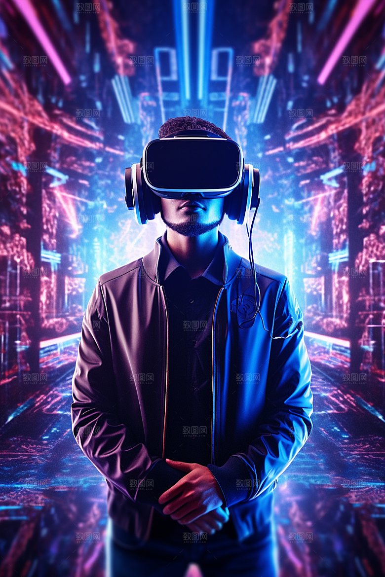 赛博VR眼镜科幻信息技术素材
