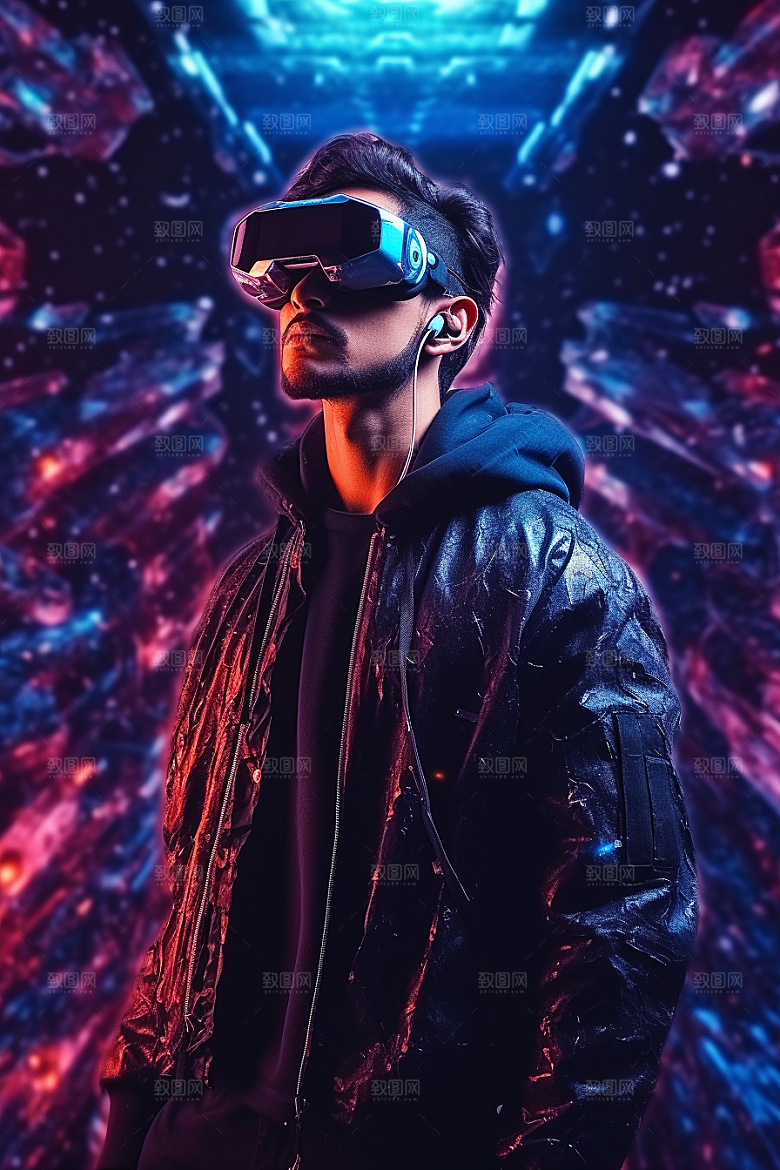 赛博VR眼镜科技科幻素材