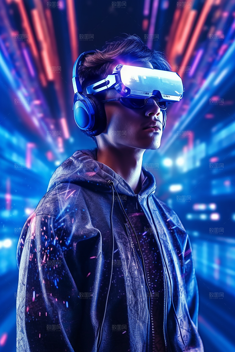 赛博VR眼镜电子设备夜之城素材