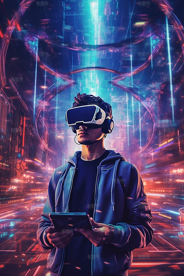 赛博VR眼镜高清信息技术素材
