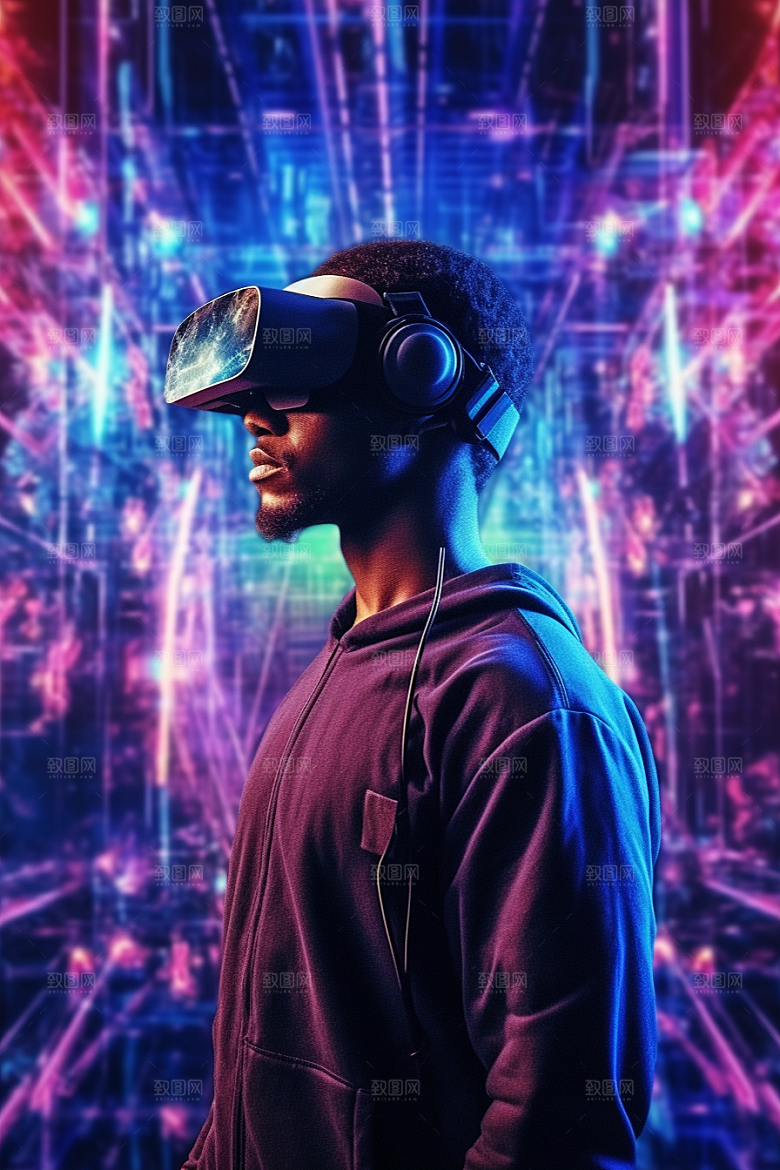 赛博VR眼镜信息技术夜之城素材