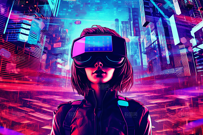 赛博VR眼镜夜之城头戴式眼镜素材