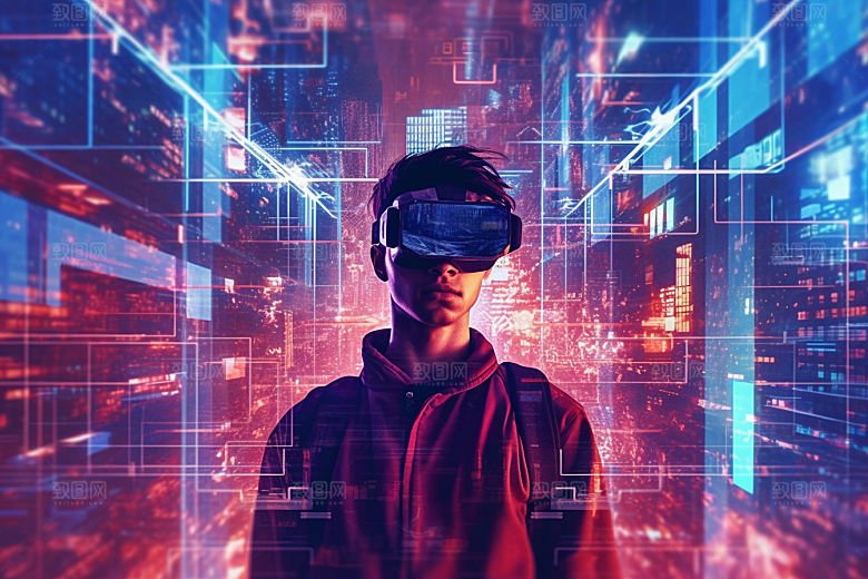 赛博VR眼镜夜之城头戴式眼镜素材