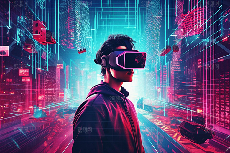 赛博VR眼镜高清夜之城素材