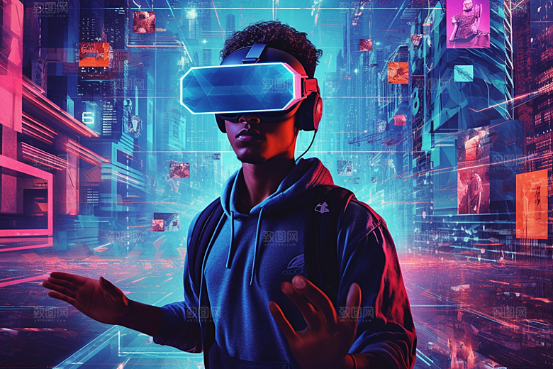 赛博VR眼镜科技科幻素材