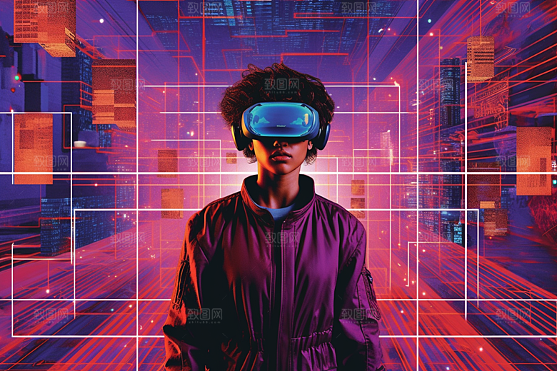 赛博VR眼镜科幻信息技术素材