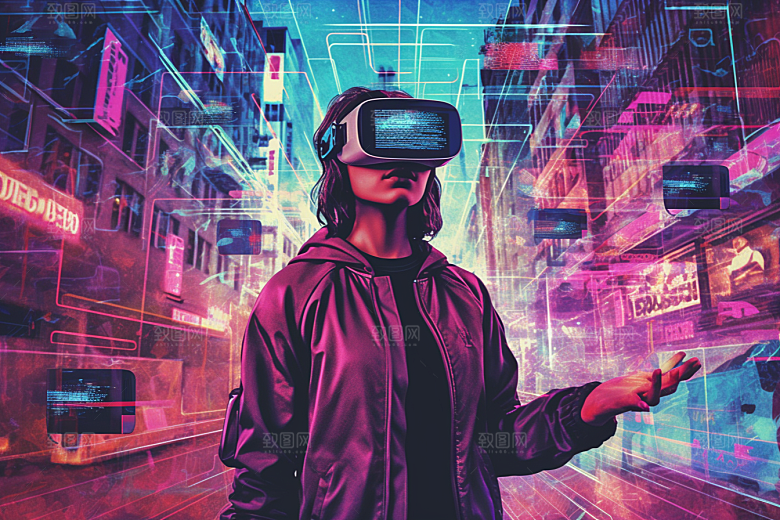 赛博VR眼镜夜之城科技素材