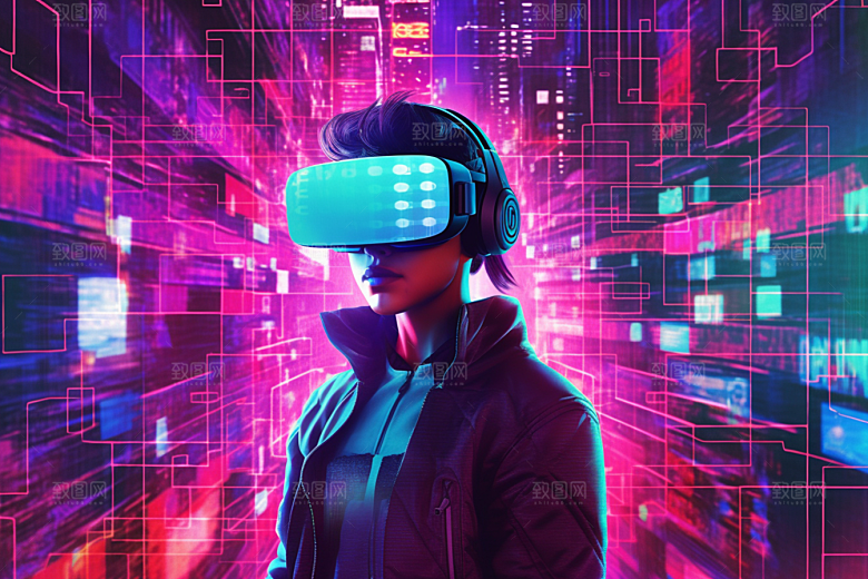 赛博VR眼镜未来信息技术素材
