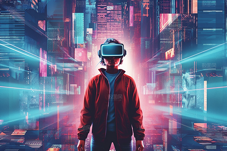 赛博VR眼镜头戴式眼镜未来素材