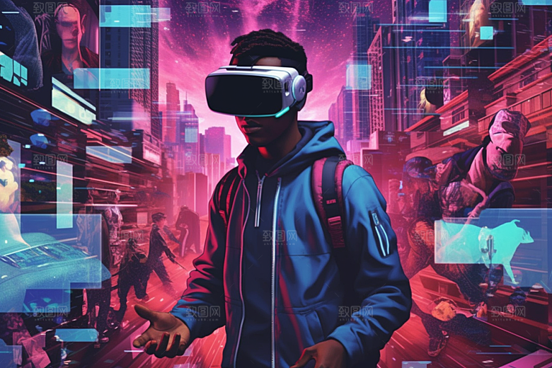 赛博VR眼镜电子设备夜之城素材