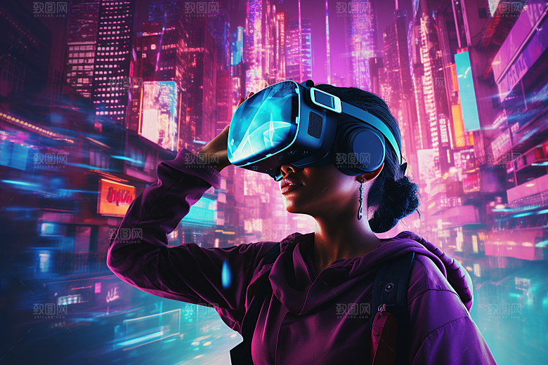 赛博VR眼镜时尚光效素材