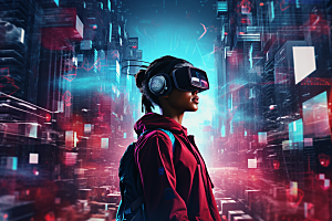 赛博VR眼镜头戴式眼镜电子设备素材