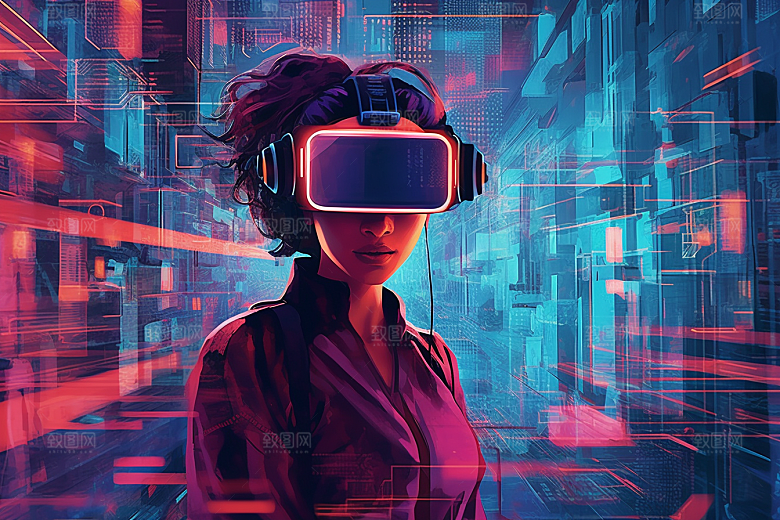 赛博VR眼镜信息技术高清素材