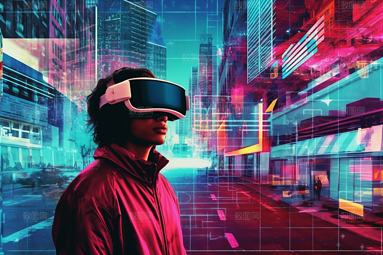 赛博VR眼镜夜之城头戴式眼镜素材