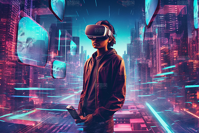 赛博VR眼镜未来光效素材