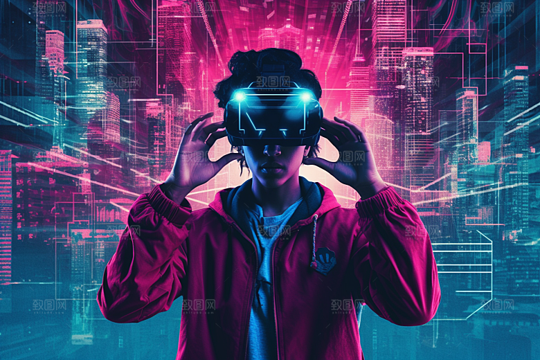 赛博VR眼镜光效时尚素材